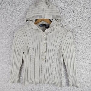 Relativity Cable Knit Chunky‎ Hooded Sweater Cardigan Womens PM Ribbed Hoodie